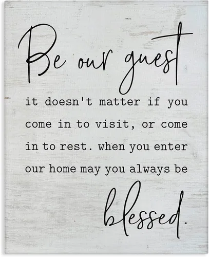 Miniatura 8 de Stupell Industries Placa de pared con texto en inglés «Be Our Guest Family Welcome», 10 x 15 pulgadas, fácil de colgar y resistente, fabricada