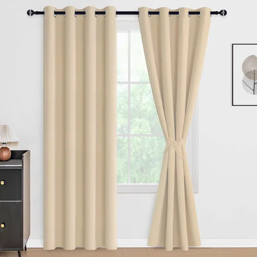 Miniatura 14 de DWCN Cortinas 100% opacas de 84 pulgadas de largo para dormitorio con forro negro, paneles de cortina de ventana de doble capa con aislamiento Azul