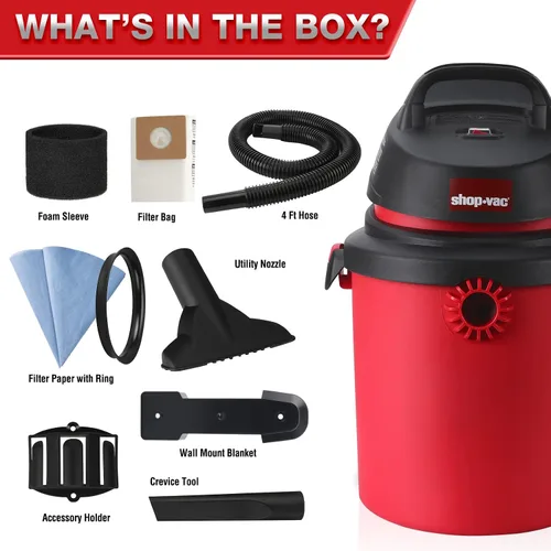 Miniatura 3 de Shop-Vac 5890489 Aspiradora húmeda/seca de 4 galones de 4.0 caballos de fuerza, 1.25 pulgadas de diámetro x 4 pies, cable de 6 pies, ideal