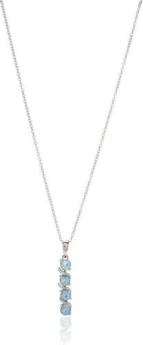 Miniatura 2 de Tienda Collection Womens Sterling Silver Created Gemstones Four Stone Pendant Necklace
