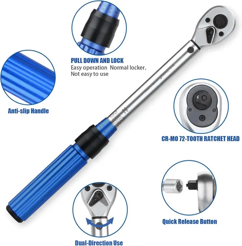 Miniatura 3 de BULLTOOLS Llave dinamométrica de 3/8 pulgadas con clic de accionamiento, juego de llaves dinamométricas de 72 dientes de dirección dual. Llave