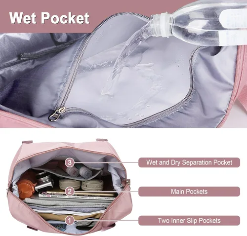 Miniatura 4 de WOOMADA Bolsa de viaje plegable, bolsas de fin de semana para mujer, bolsa de mano con espacio expandible, bolsas de transporte para aviones