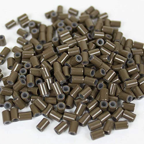 Anillos de micro tubo de cobre con forro de silicona, enlaces de cuentas para I Tip Stick Glue extensiones de cabello de plumas (200 unidades de