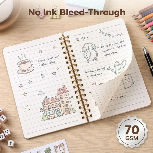 Miniatura 3 de Koogel 4 cuadernos pequeños en espiral, de 4.5 x 5.7 pulgadas, minilíneas de bolsillo con rayas universitarias, cuadernos de tapa dura, cuadernos