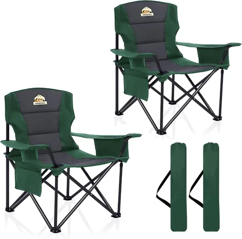 Miniatura 20 de Colegence Sillas de Camping Plegables de Tamaño Grande - Soporte de 450 LBS Silla de Campamento de Servicio Pesado con Cojín Acolchado, Sillas Negro