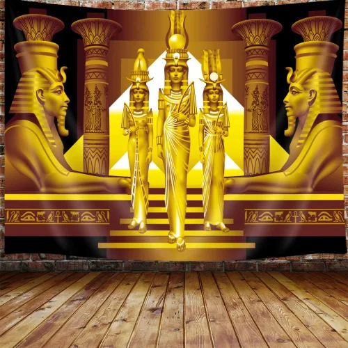 VEIGIKE Tapiz decorativo del antiguo Egipto, pirámides de Egipto, esfinge, arte para colgar en la pared para dormitorio, tapices vintage negros y