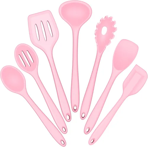 Miniatura 16 de E-far - Juego de utensilios de cocina de silicona, 7 piezas en color negro, utensilios de cocina resistentes al calor, utensilios de cocina