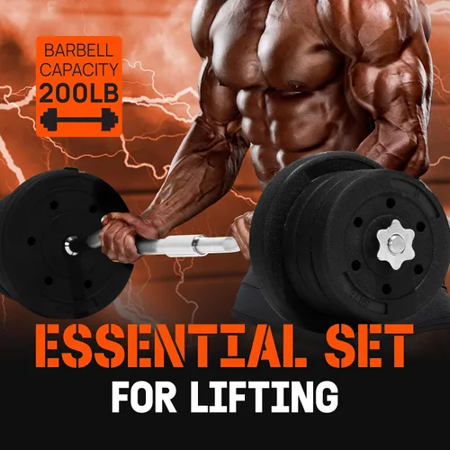 Miniatura 4 de Yes4All Standard Straight Barbell 60" & EZ Curl Bar 47", Capacity 200 to 480 LB, Weight Bar 1" to 2" Diameter - Star Lock Collars, Rubber Ring, I.