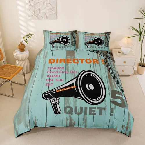 Miniatura 16 de Homewish Theater Cinema Poster Duvet Cover Set Twin Size,Retro Movie Bedding Sets 2Pcs for Kids Girls Boys Teens Room Decor,Popcorn Comforter Cover