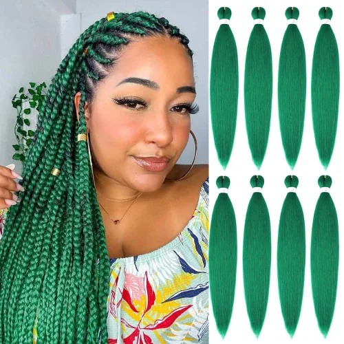 Miniatura 26 de Cabello trenzado preestirado negro natural, cabello largo trenzado de 32 pulgadas, 8 paquetes de extensiones de cabello trenzado profesional
