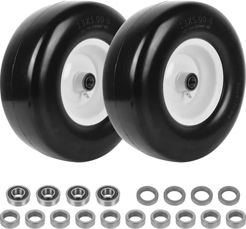 Miniatura 9 de Paquete de 4 neumáticos para cortacésped de 9 x 3.50-4 pulgadas con buje centrado de 3.5 pulgadas, bujes de 3/4 pulgadas y conjuntos de ruedas