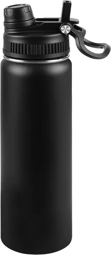Botella de agua aislada de 22 onzas, tapa 2 en 1 a prueba de fugas (sorbo/pajilla) + asa, botella de acero inoxidable para deportes, viajes, trabajo