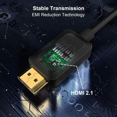 Miniatura 2 de GeoHN.G Cable HDMI de fibra óptica de 24 pies, cable HDMI 2.1 de alta velocidad de 48 Gbps 8K @60Hz 4K a 120Hz Dolby/Dynamic HDR/HDCP 2.3/eARC 8K