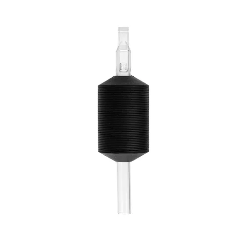 VORTEX - Empuñaduras de tubo desechables de silicona suave de 1.25 pulgadas, color negro, con puntas largas transparentes, 15 unidades (13M)