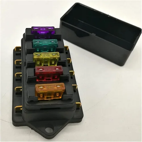 Miniatura 5 de 12V/24V 4 vías 5 vías auto hoja caja de fusibles titular circuito estándar ATO + fusible de hoja libre (color : soporte de fusible ATO 4 vías)