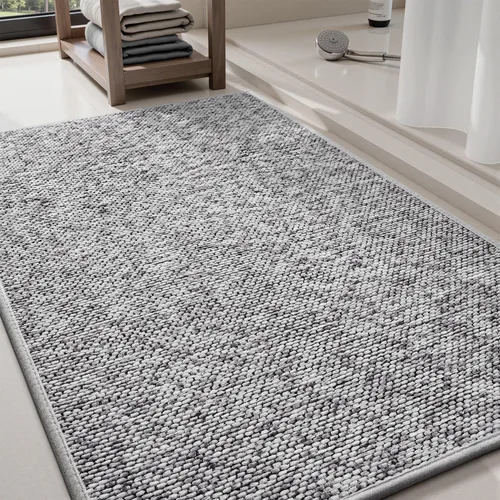 Miniatura 11 de PADOOR Tapetes de baño finos, trenzados para baño, tapetes de baño con parte trasera de goma antideslizante, lavables a máquina y de secado rápido
