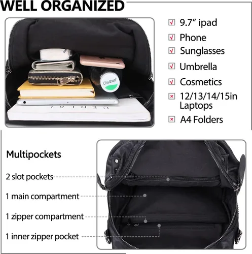 Miniatura 5 de VX - Bolso mochila de piel sintética para mujer, diseño convertible a la moda, 2 modos de uso