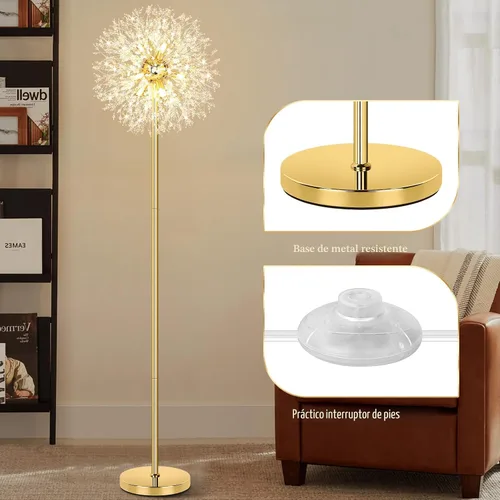 Miniatura 7 de BesLowe Lámpara de pie de cristal de 69 pulgadas para sala de estar, lámpara de pie moderna con 738 cristales K9, lámpara alta para dormitorio