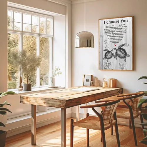 Miniatura 3 de YUOPTKITR Póster inspirador de tortuga para decoración de pared, impresiones en lienzo con texto en inglés "I Choose You", pinturas en lienzo