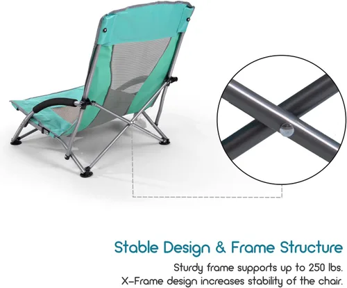 Miniatura 4 de Coastrail Outdoor Silla de playa plegable de malla ligera para acampar al aire libre, césped, bolsa de transporte incluida, soporta 250 libras