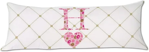 Miniatura 9 de Funda de almohada corporal con monograma del alfabeto y corazón, estampado de leopardo rosa, letra H, almohadas para dormir, funda de almohada larga