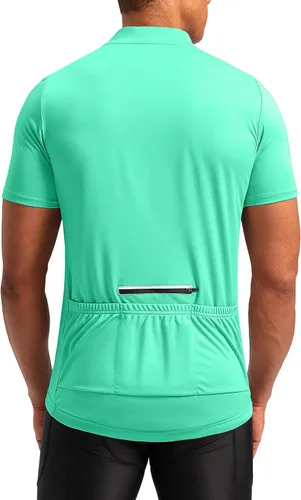 Bikewa Maillot de ciclismo para hombre que absorbe la humedad, manga corta, UPF media cremallera, ciclismo, ciclismo de carretera, camisas para