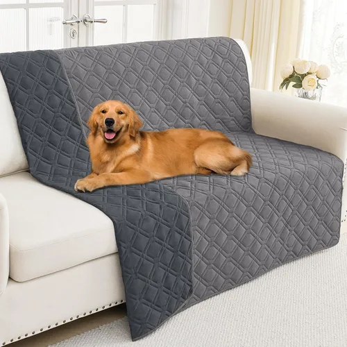 Miniatura 67 de Smiry Funda impermeable para cama de mascota, suave y lavable, para muebles, cama, sofá, reversible, a cuadros (30 x 53 pulgadas, color beige/beige)