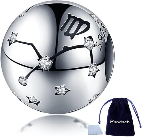 Pandach 12 Zodiac Sign Birthday Charms 925 Sterling Silver Birthstone Charms Fits Women's Charm Bracelet Necklace Bangle Gifts for Girls Friends