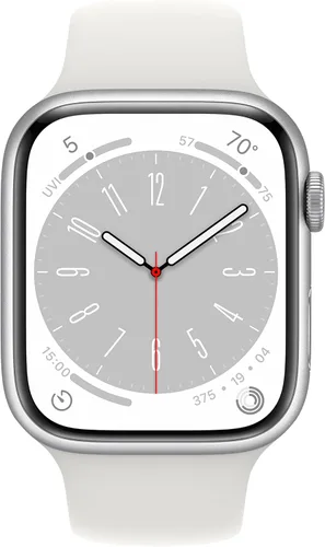 Miniatura 2 de Apple Watch Series 8 [GPS + Celular 45mm] Reloj inteligente con caja de aluminio plateado y correa deportiva blanca - S/M. Rastreador de fitness