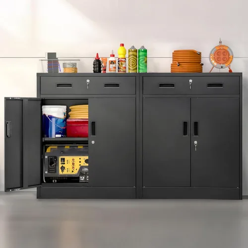 Miniatura 6 de Wanfu Gabinete de almacenamiento de metal, 36 pulgadas de alto x 28 pulgadas de ancho x 16 pulgadas de profundidad con 1 cajón y estante ajustable