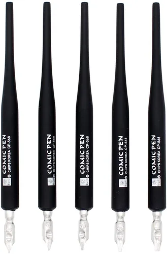 Miniatura 2 de Hillento Juego de bolígrafos de caligrafía, 5 soportes de plástico para bolígrafos de caligrafía gótica, con 10 puntas, ideal para cómic/caligrafía
