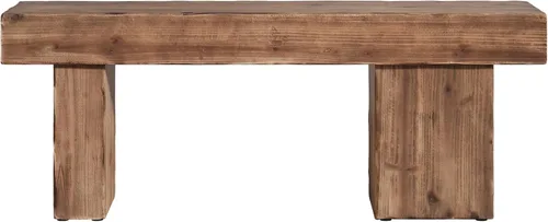 Miniatura 9 de Banco de madera maciza gruesa, banco de entrada rústico de 47 pulgadas con patas artísticas, banco de comedor resistente para cocina, sala de estar