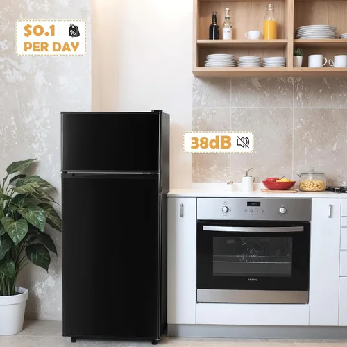 Miniatura 3 de Manastin - Mini refrigerador de 4.5 pies cúbicos con congelador, refrigerador pequeño con 2 puertas para cocina, dormitorio, oficina y habitación