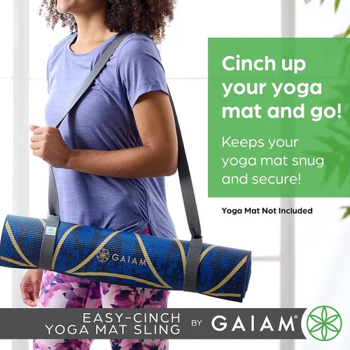 Miniatura 3 de Gaiam Easy-Cinch para colchoneta de yoga - Correa resistente para transportar la colchoneta de yoga con anillos en D de metal para un ajuste seguro
