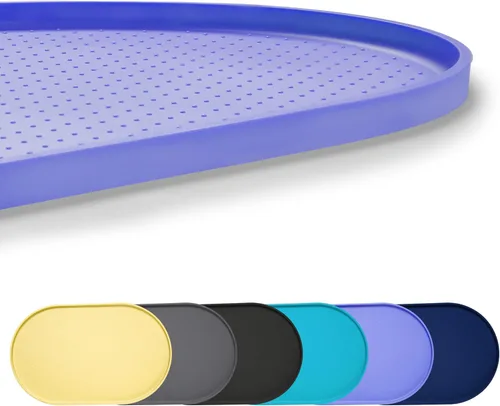 Miniatura 9 de Estera de comida para perros 100% impermeable de 0.5" con borde elevado, libre de BPA, de silicona, para mascotas, estera para gatos y perros que