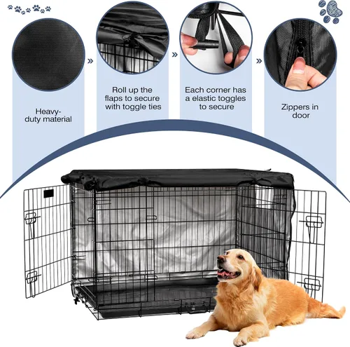 Miniatura 4 de kefit Funda para Jaula de Perro de 36 Pulgadas, Cubierta para Perrera para Jaula de Perro de Alambre, Negra Negro