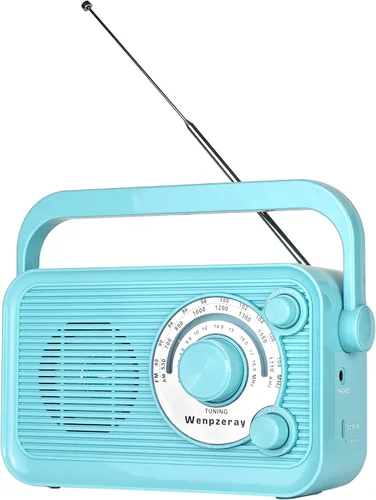 Radio portátil de onda corta AM FM funciona con pilas, buena recepción, altavoz Bluetooth de sonido claro vintage, alimentado por USB con perilla de