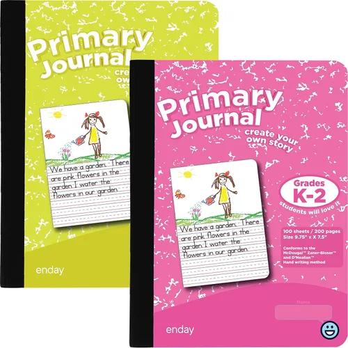 Enday Diario primario para grados K-2, diario de escritura primaria, cuaderno de composición primaria a rayas de media página para niños, cuaderno