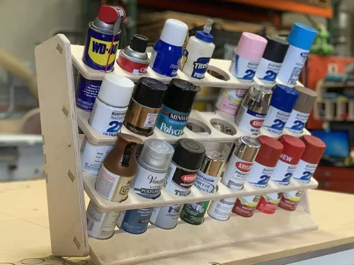 Miniatura 2 de Soporte de lubricante para latas de aerosol, estante de almacenamiento, estante de madera, organizador de madera contrachapada de 24 ranuras