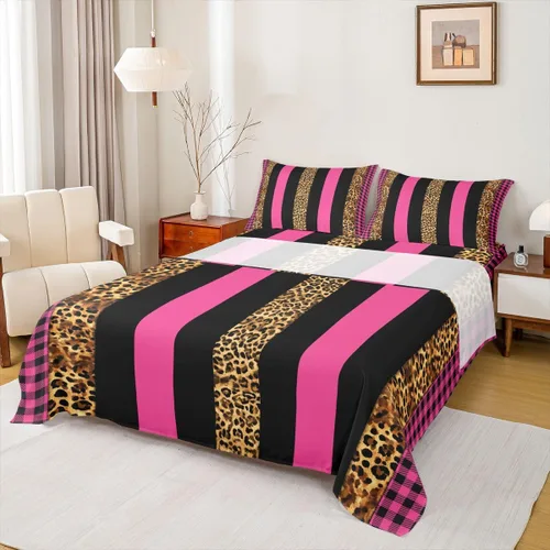 Miniatura 49 de Manfei Juego de sábanas de acuarela floral tamaño individual, juego de ropa de cama con flores botánicas, juego de sábanas de dibujos animados