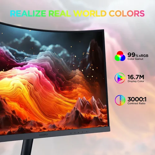 Miniatura 3 de KOORUI - Monitor curvo de 24 pulgadas para juegos, R1500, Full HD, 1080P, monitor de 75 Hz, HDMI, VGA, ajuste de inclinación, monitor LCD
