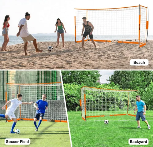 Miniatura 6 de Portería de fútbol plegable, 12×6 pies / 16×7 pies. Portería de fútbol portátil para el patio trasero, con configuración rápida, incluye 1 bolsa
