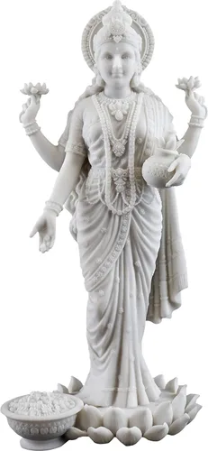 Miniatura 9 de Top Collection Lakshmi Estatua en plataforma de loto, escultura de diosa de la riqueza, la prosperidad, la sabiduría y la fortuna en bronce fundido