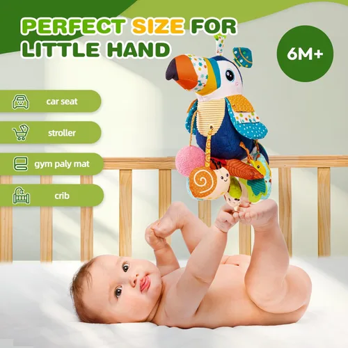 Miniatura 7 de Jollybaby Juguete colgante musical de actividad con cuerda para jalar para cochecito de bebé, asiento de coche, cuna, gimnasio de juego, juguete