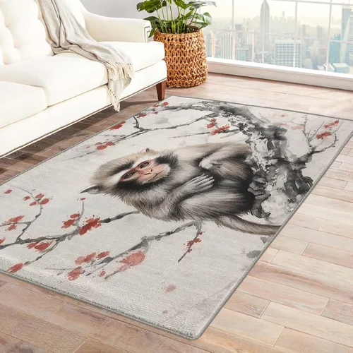 Alfombra de mono y decoración del hogar, alfombra de 2 x 3 pies, alfombras chinas para entrada, sala de estar, dormitorio, alfombra oriental,