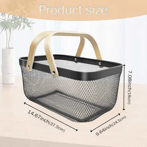 Miniatura 2 de Cesta de productos de cosecha de jardín y cesta de pícnic, cesta organizadora de almacenamiento multifuncional para recolección de frutas y verduras