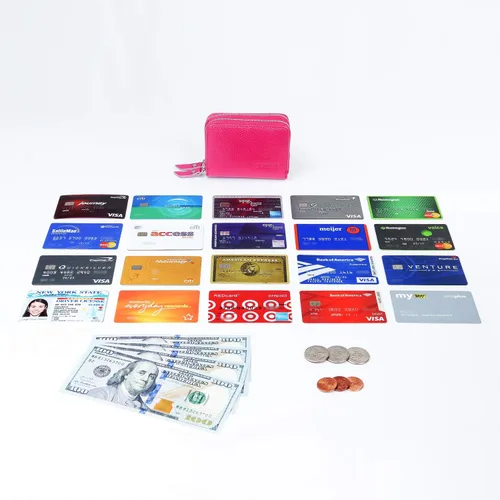 Miniatura 6 de KALMOR Billeteras de piel para mujer, con doble cremallera, con bloqueo RFID y bolsillo para monedas, 4. 25 x 3. 0 x 1.5