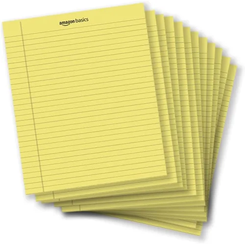 Miniatura 8 de Amazon Basics Bloc de notas de escritura con rayas anchas de 50 hojas, 8.5 x 11.75 pulgadas, paquete de 12, 600 hojas perforadas, canario