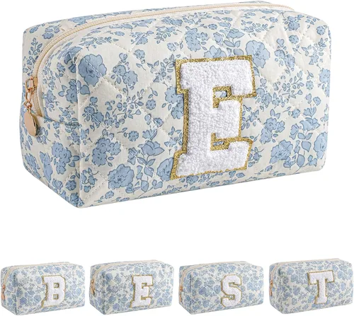 Miniatura 53 de Bolsa de maquillaje alfabética JOVAKIT, bolsa de cosméticos para mujeres, regalos de Navidad para niñas de 6 a 18 años, neceser de viaje con flores