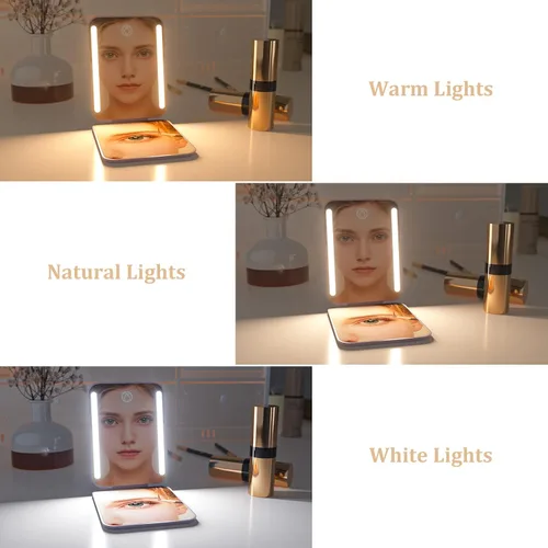 Miniatura 3 de WOBSION Espejo de viaje recargable con luz, espejo de aumento compacto 1x/3x para maquillaje, 3 modos de color, portátil para bolso, bolsillo